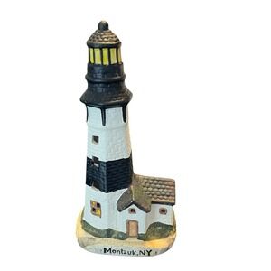 Montauk NY Ceramic Lighthouse Figurine Nautical Coastal Decor